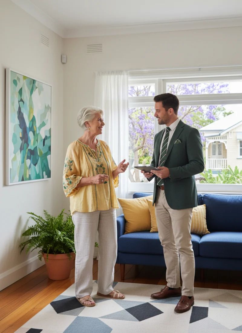 Woman in her home speaking with a mortgage broker about property investment options