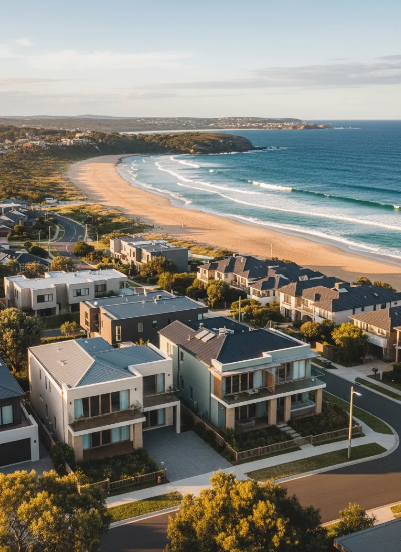 Modern residential homes in a newly developed coastal suburb in the Illawarra region