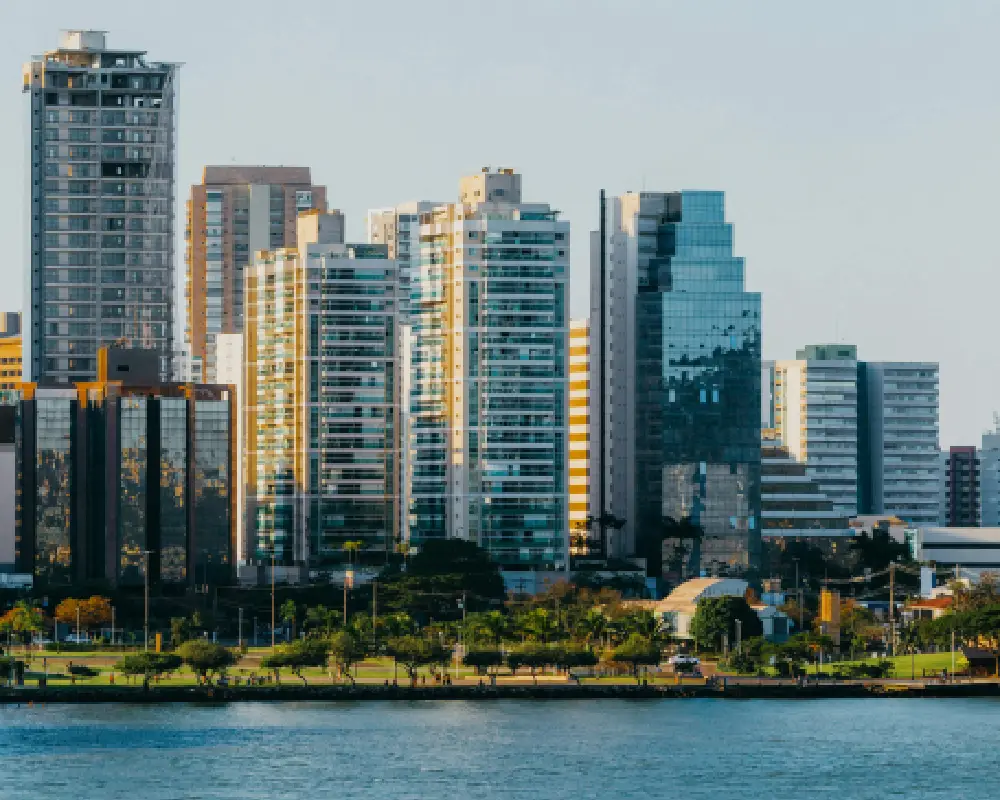 Modern apartment buildings along the Brisbane River in Brisbane CBD, Queensland, Australia